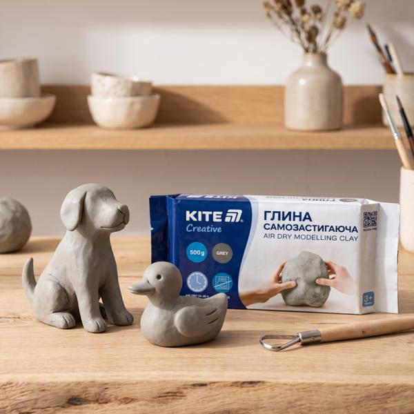 Глина самозастигаюча Kite Creative, сіра, 500 гр