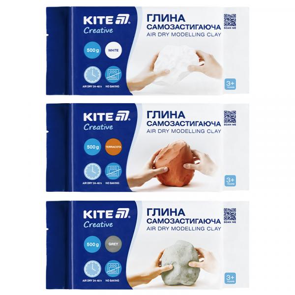 Глина самозастигаюча Kite Creative, сіра, 500 гр