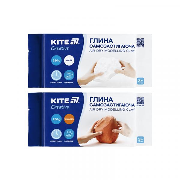 Глина самозастигаюча Kite Creative, біла, 250 гр