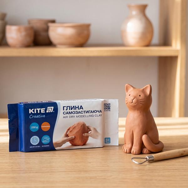 Глина самозастигаюча Kite Creative, теракотова, 250 гр
