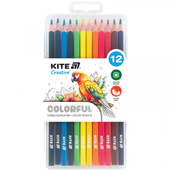 Олівці кольорові у пеналі, 12 шт., Kite Creative, Colorful