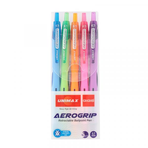 Ручка кулькова автом. Aerogrip-3, набір 5 кольорів (асорті)