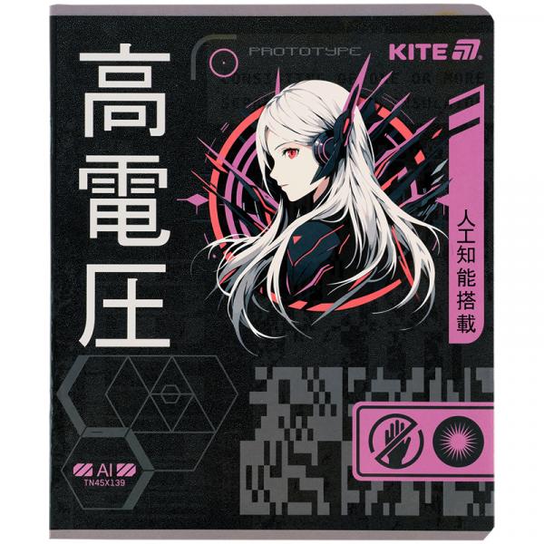 Зошит 24 арк., лін., гібр. лак + УФ лак, Kite Anime